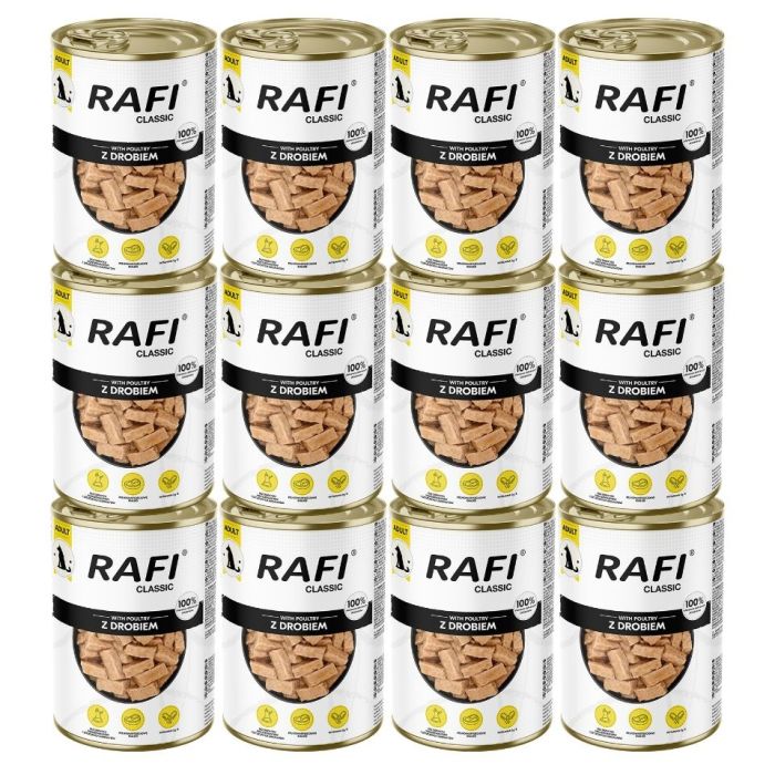 RAFI Classic Drób w sosie 12x1240 g mokra karma dla psów wszystkich ras