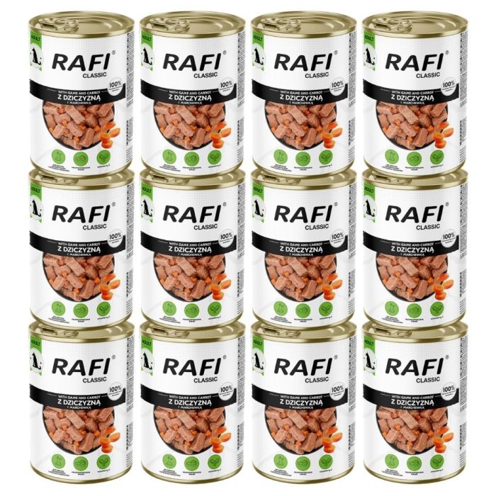 RAFI Classic Dziczyzna i marchewka w sosie 12x1240 g mokra karma dla psów wszystkich ras