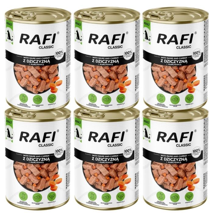 RAFI Classic Dziczyzna i marchewka w sosie 6x1240 g mokra karma dla psów wszystkich ras