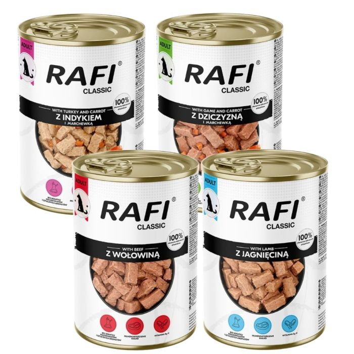RAFI Classic Mix smaków w sosie 4x1240 g mokra karma dla psów wszystkich ras
