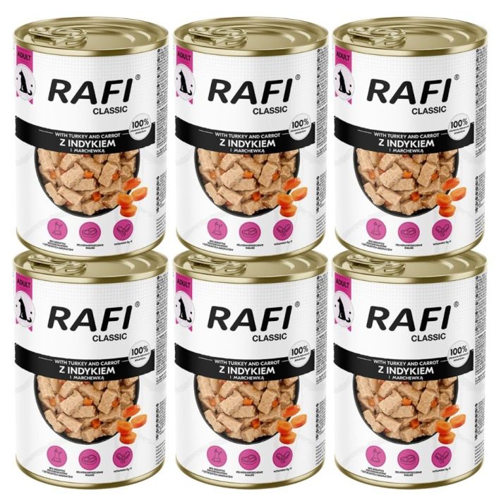 RAFI Classic Indyk i marchewka w sosie 6x1240 g mokra karma dla psów wszystkich ras