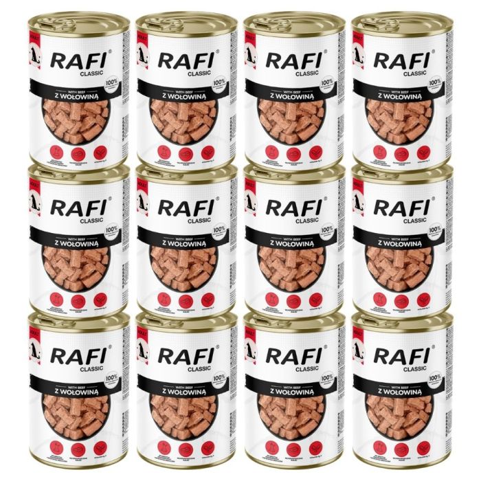 RAFI Classic Wołowina w sosie 12x1240 g mokra karma dla psów wszystkich ras