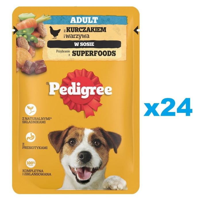 PEDIGREE Adult saszetka 24x100g mokra karma dla dorosłych psów kawałki kurczaka i warzywa w sosie