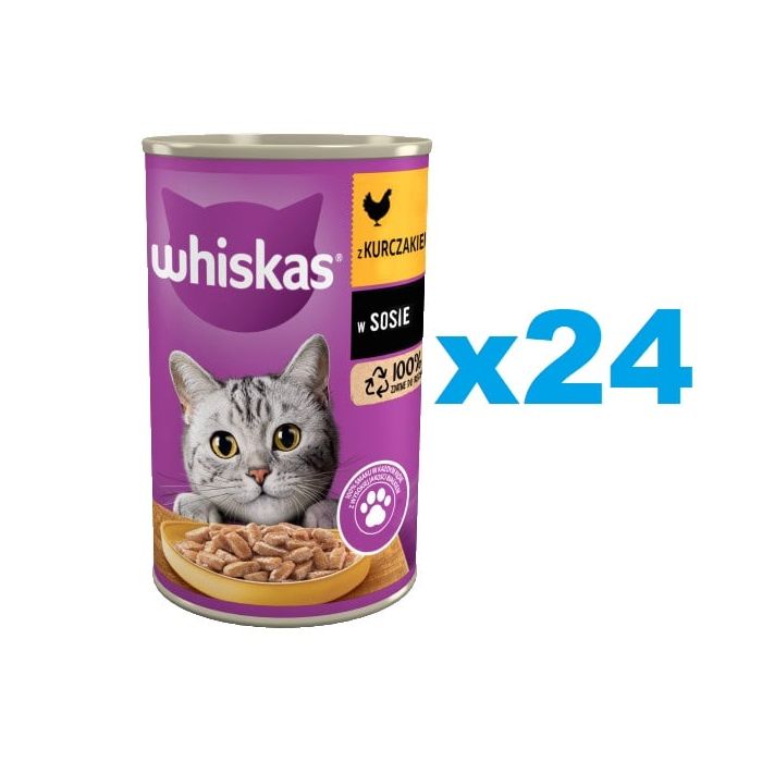 WHISKAS Adult 24x400 g mokra karma pełnoporcjowa dla dorosłych kotów z kurczakiem w sosie