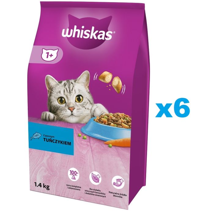 WHISKAS Adult 6x1,4 kg sucha karma pełnoporcjowa dla dorosłych kotów z pysznym tuńczykiem