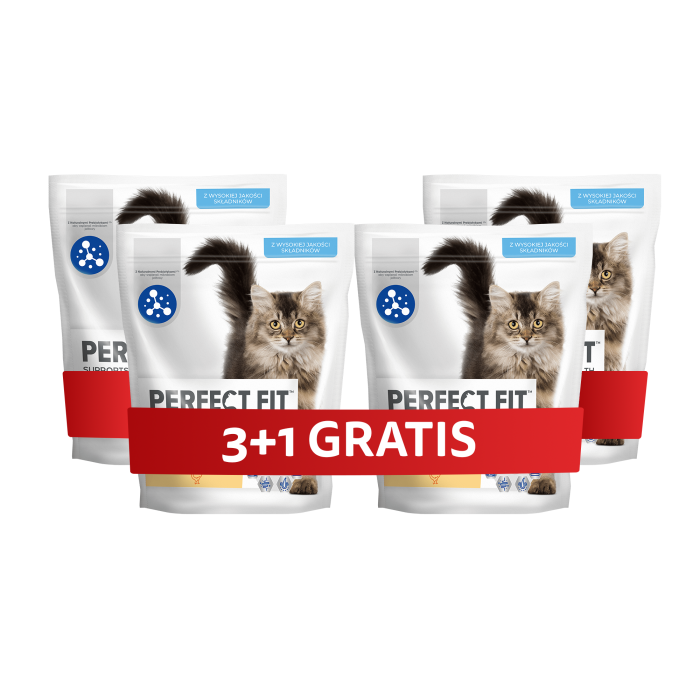 PERFECT FIT Junior <1 4 x 750 g sucha karma pełnoporcjowa dla kociąt bogata w kurczaka 3+1 GRATIS