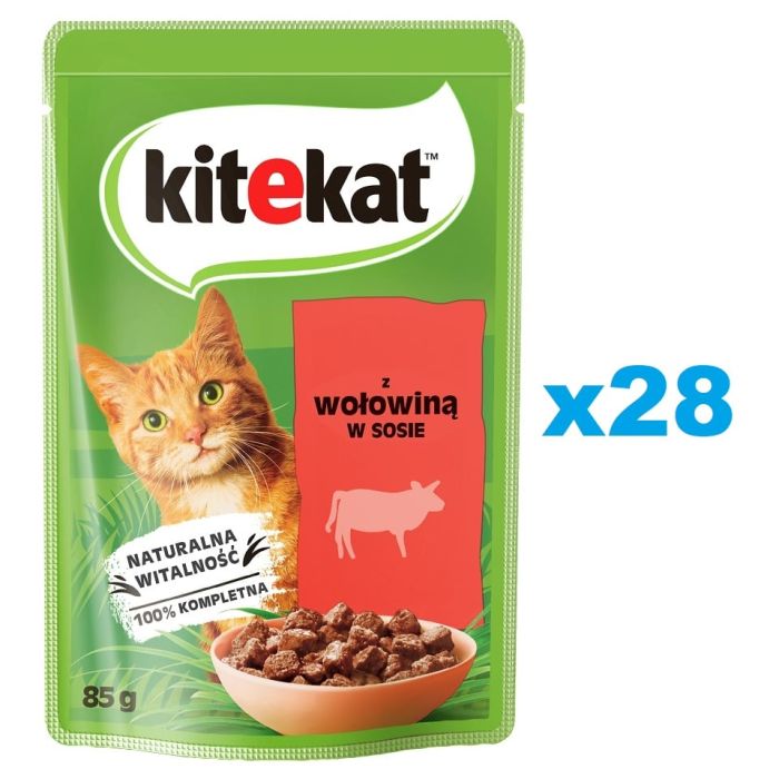 KITEKAT Wołowina w sosie 28x85 g dla dorosłych kotów
