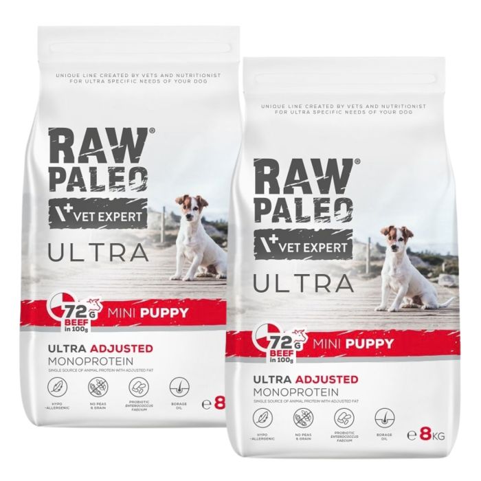 RAW PALEO Ultra Beef Mini Puppy 2x8kg dla szczeniąt ras małych wołowina