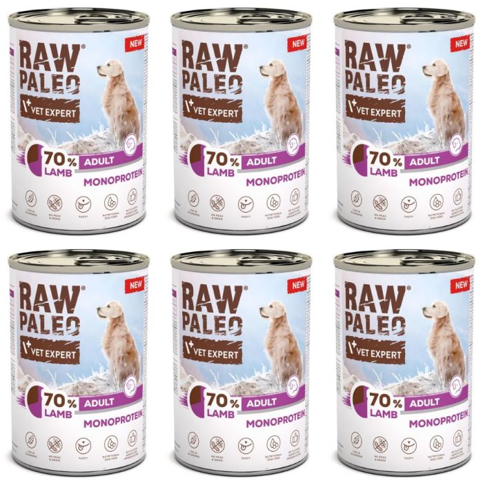 RAW PALEO Monoprotein Lamb Adult 6x400g jagnięcina, mokra karma dla psów