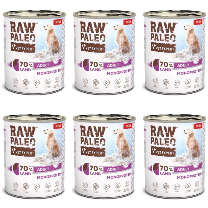 RAW PALEO Monoprotein Lamb Adult 6x800g jagnięcina, mokra karma dla psów
