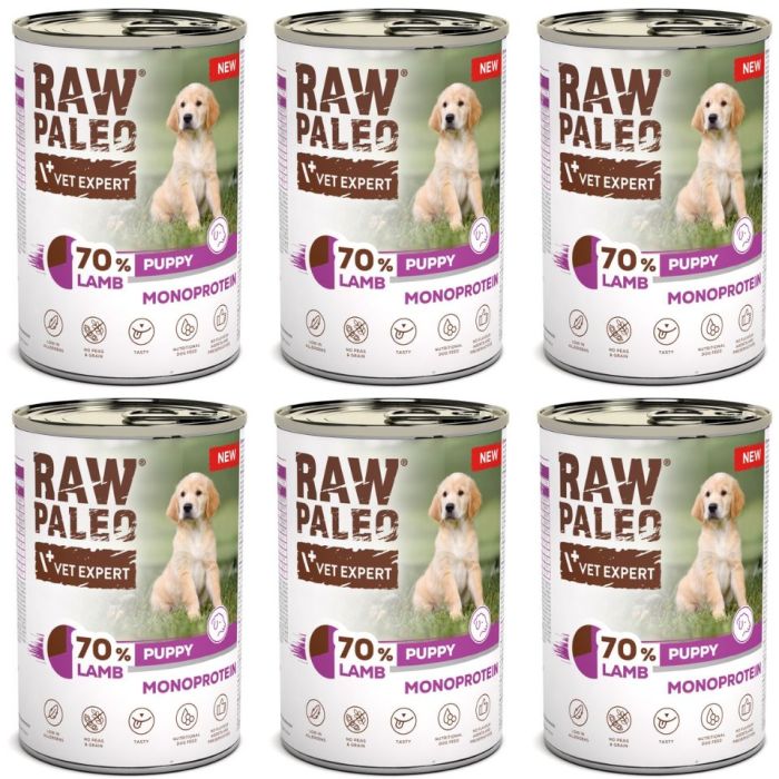 RAW PALEO Monoprotein Lamb Puppy 6x400g jagnięcina, mokra karma dla szczeniąt