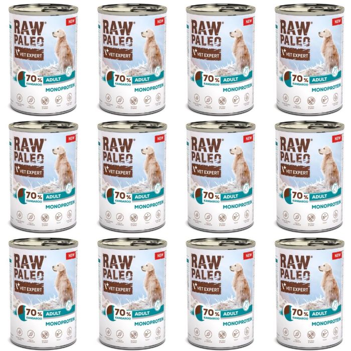 RAW PALEO Monoprotein Kangaroo Adult 12x400g z mięsem kangura, mokra karma dla psów