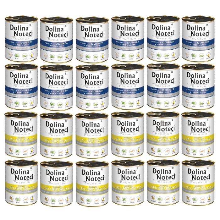 DOLINA NOTECI Mix smaków Premium Bogata w kurczaka i dorsza z brokułami 24x800g