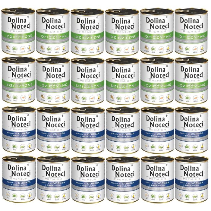DOLINA NOTECI Mix smaków Premium Bogata w dziczyznę i dorsza z brokułami 24x800g