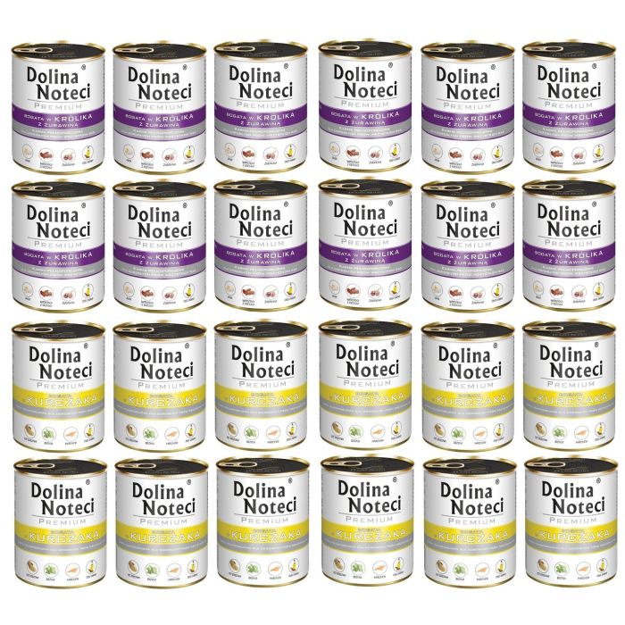 DOLINA NOTECI Mix smaków Premium Bogata w królika z żurawiną i w kurczaka 24x800g