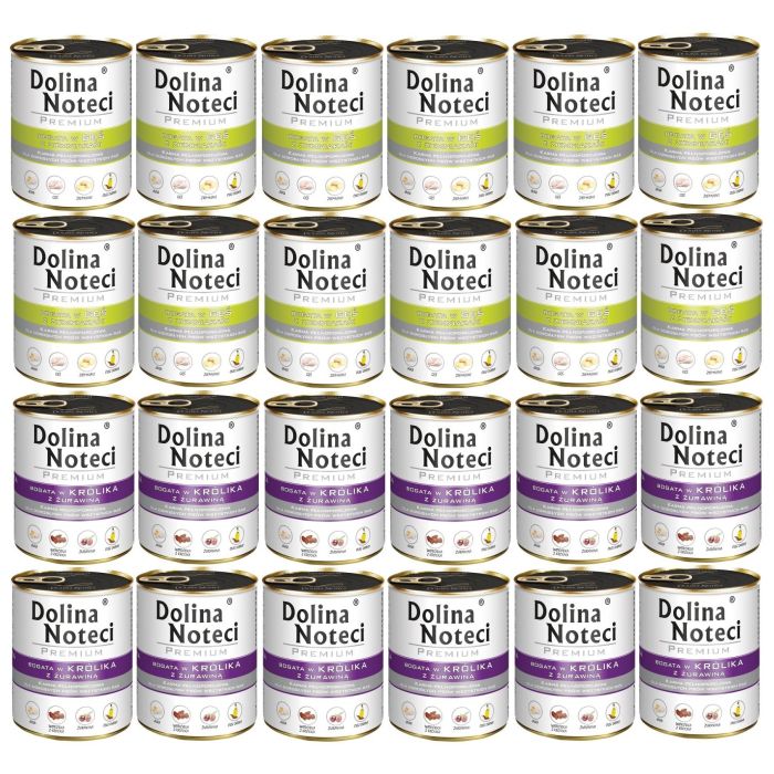 DOLINA NOTECI Mix smaków Premium Bogata w gęś z ziemniakami i w królika z żurawiną 24x800g