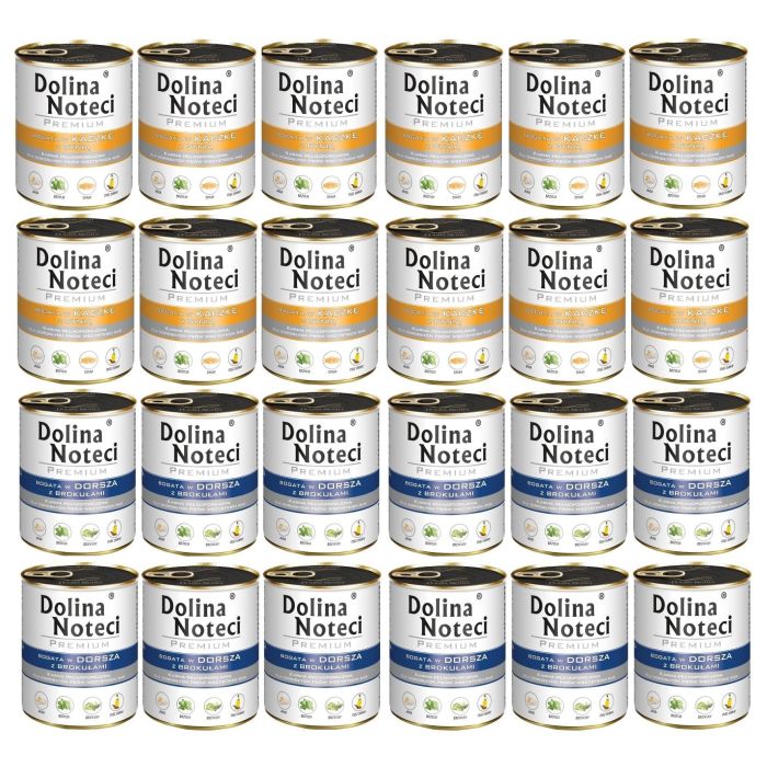 DOLINA NOTECI Mix smaków Premium Bogata w dorsza z brokułami i kaczkę z dynią 24x800g