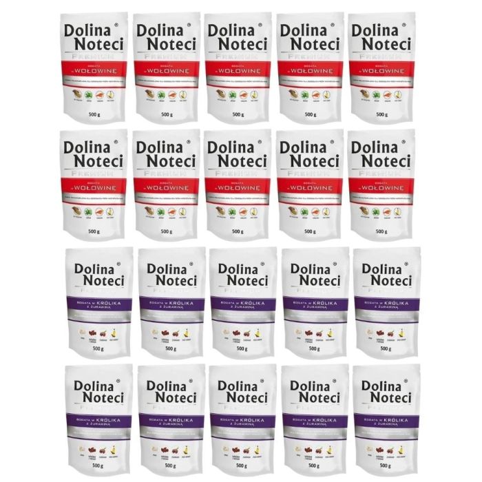 DOLINA NOTECI Premium Mix smaków Bogata w królika z żurawiną i wołowinę 20x500 g