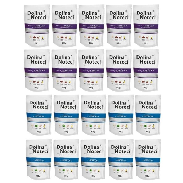 DOLINA NOTECI Premium Mix smaków Bogata w pstrąga i królika z żurawiną 20x500 g