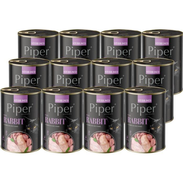 PIPER Animals Sterilised Rabbit 12x400 g z królikiem, mokra karma dla kotów sterylizowanych