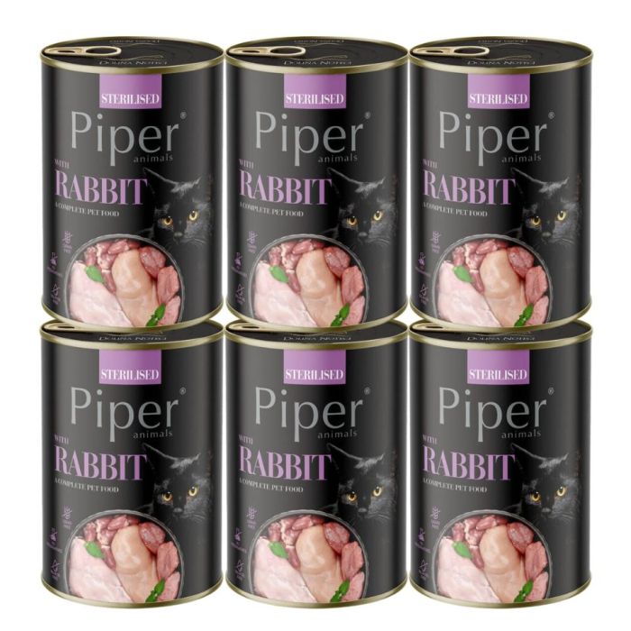 PIPER Animals Sterilised Rabbit 6x400 g z królikiem, mokra karma dla kotów sterylizowanych