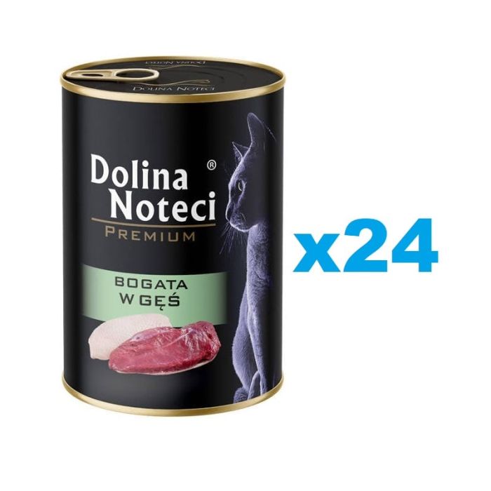 DOLINA NOTECI Premium Bogata w gęś dla kota 24x400 g