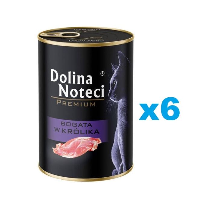 DOLINA NOTECI Premium Bogata w królika dla kota 6x400 g