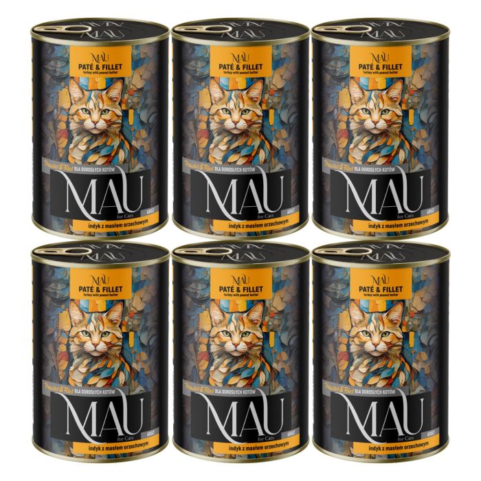 MAU Pasztet i Filet Indyk z masłem orzechowym 6x400 g mokra karma dla kota