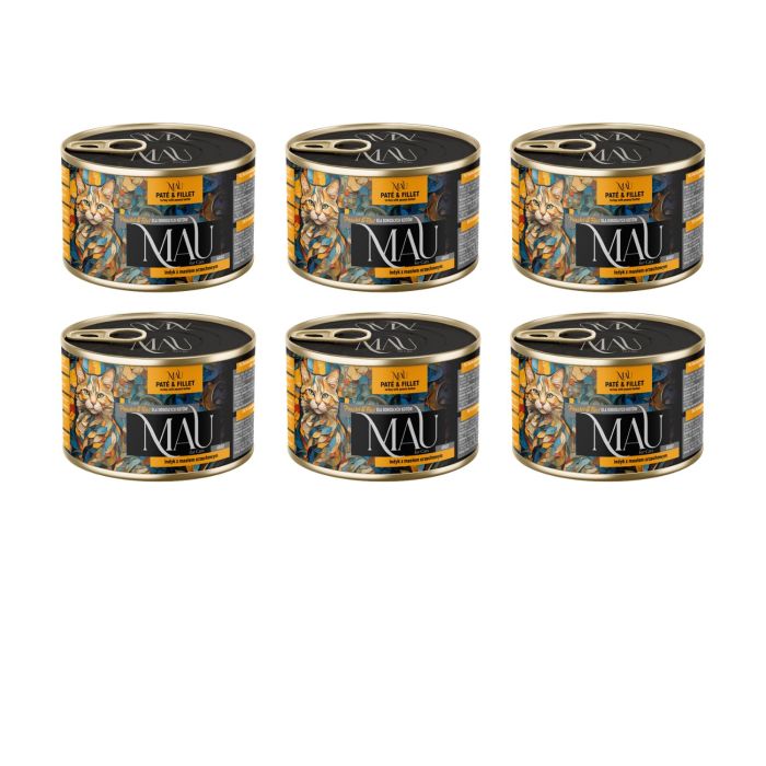 MAU Pasztet i Filet Indyk z masłem orzechowym 6x185 g mokra karma dla kota