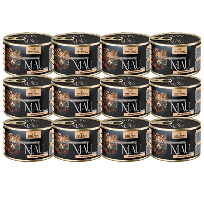 MAU Pasztet i Filet Kaczka z żurawiną i melisą 12x185 g mokra karma dla kota sterylizowanego