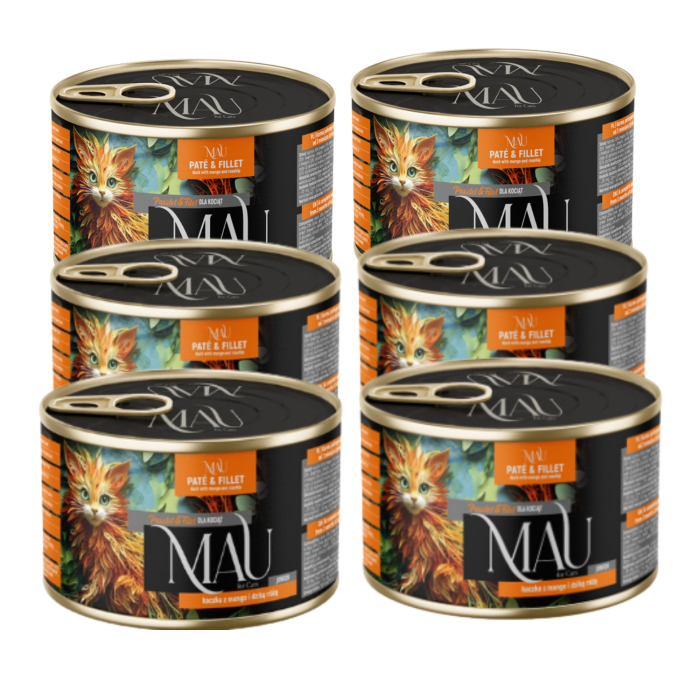 MAU Pasztet i Filet Kaczka z mango i dziką różą 6x185 g mokra karma dla kociąt