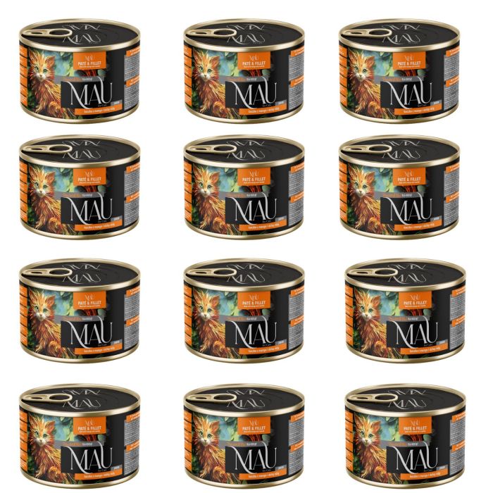 MAU Pasztet i Filet Kaczka z mango i dziką różą 12x185 g mokra karma dla kociąt