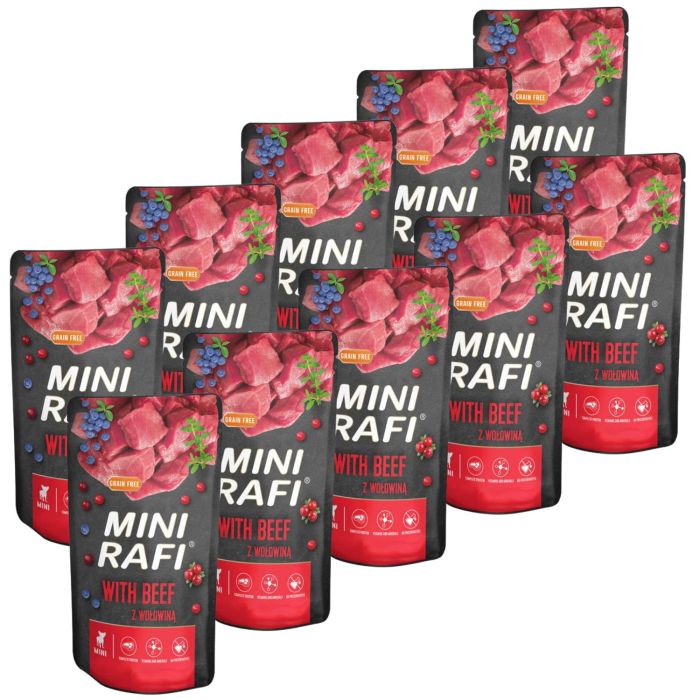 RAFI Mini z wołowiną 10x150 g mokra karma dla psów małych ras