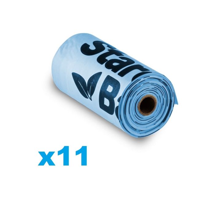 STARCH BAG Kompostowalne BIOworki na odchody 11 x 15 szt., niebieski