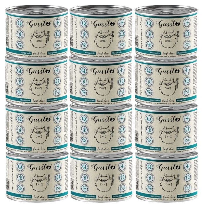 GUSSTO Fresh Deer 12x200 g świeży jeleń, monoproteinowa mokra karma dla kotów