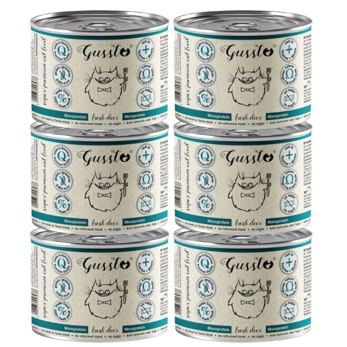 GUSSTO Fresh Deer 6x200 g świeży jeleń, monoproteinowa mokra karma dla kotów
