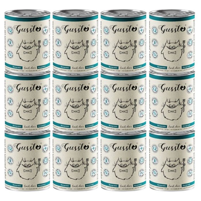 GUSSTO Fresh Deer 12x400 g świeży jeleń, monoproteinowa mokra karma dla kotów