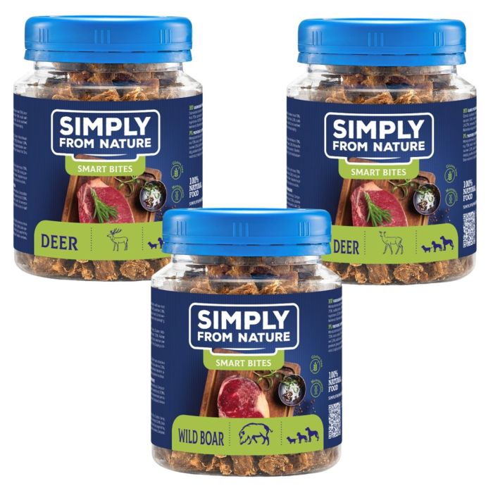 SIMPLY FROM NATURE Smart Bites Trenerki Mix smaków z dziczyzną 3 x 130g