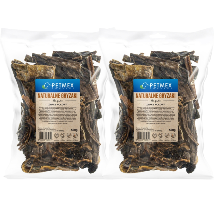 PETMEX Żwacz wołowy 2x500g naturalny gryzak dla psa