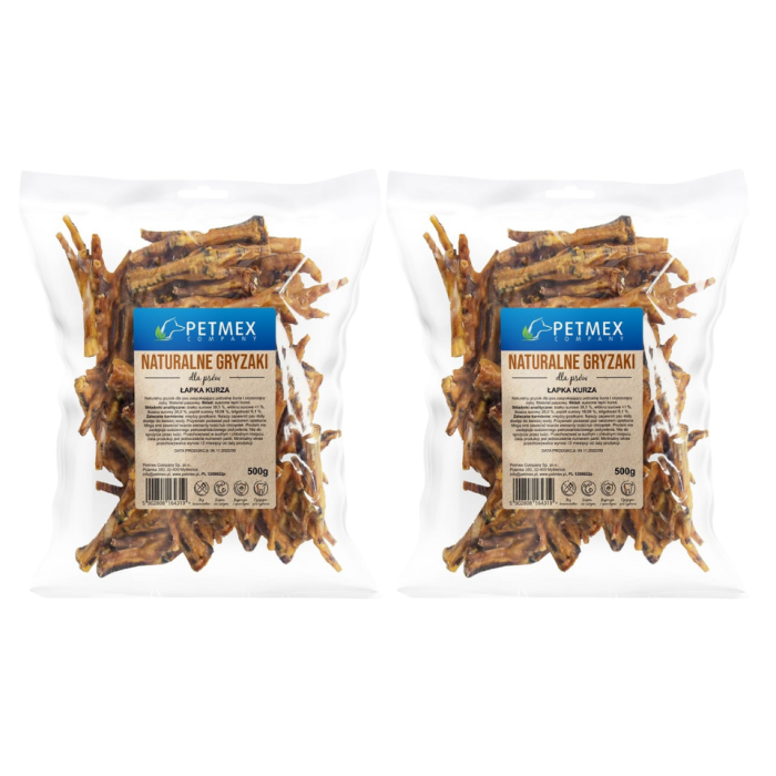 PETMEX Łapa kurza 2x500g naturalny gryzak dla psa