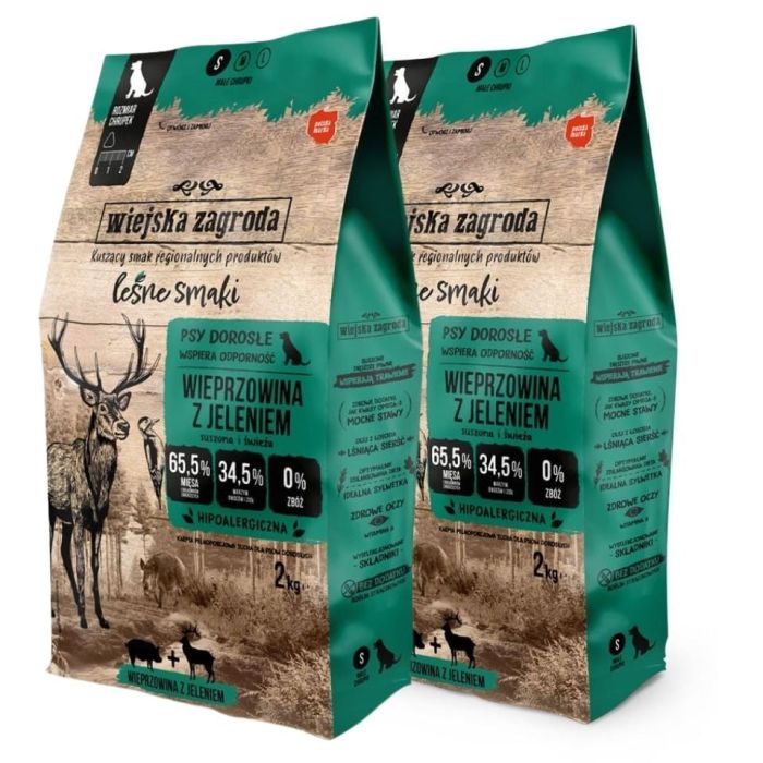 WIEJSKA ZAGRODA Leśne smaki Wieprzowina z jeleniem chrupki S 2x2 kg