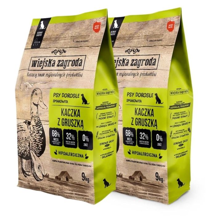 WIEJSKA ZAGRODA Kaczka z gruszką chrupki M 2x9kg