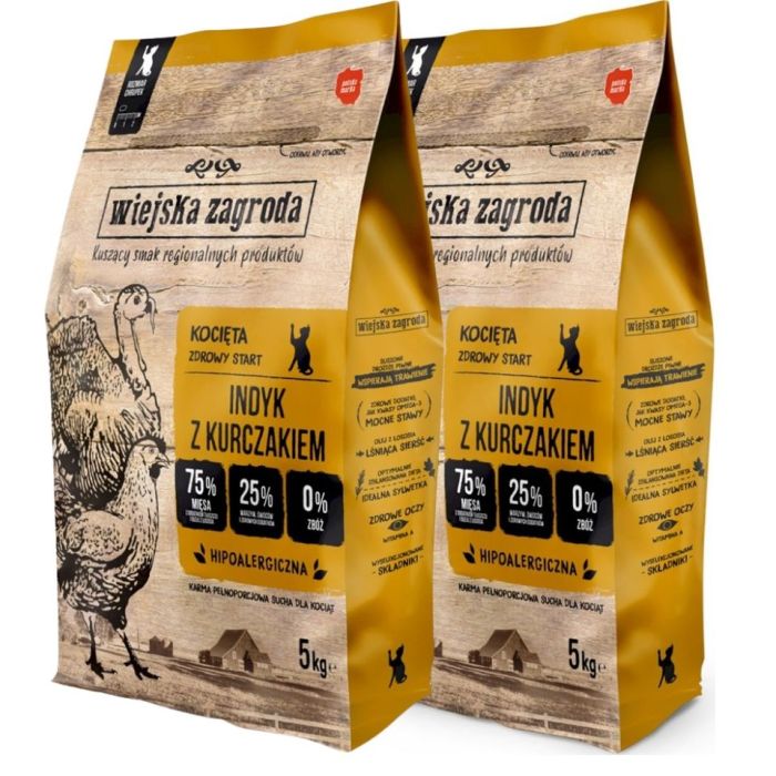 WIEJSKA ZAGRODA Indyk z kurczakiem dla kociąt 2x5 kg