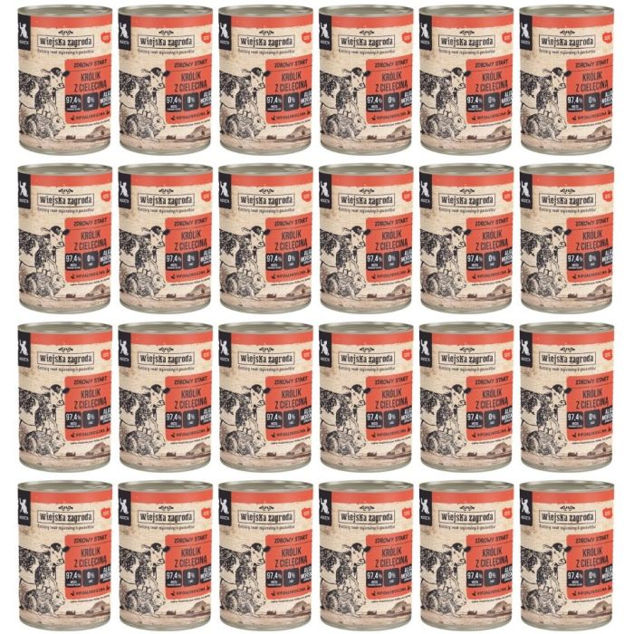 WIEJSKA ZAGRODA Królik z cielęciną mokra karma dla kociąt 24x400 g
