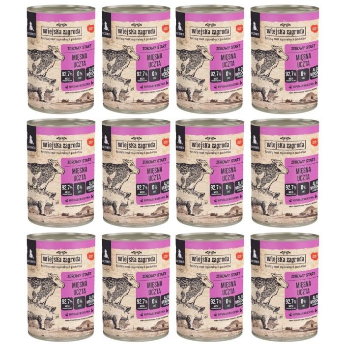 WIEJSKA ZAGRODA Mięsna uczta mokra karma dla szczeniąt 12x400 g