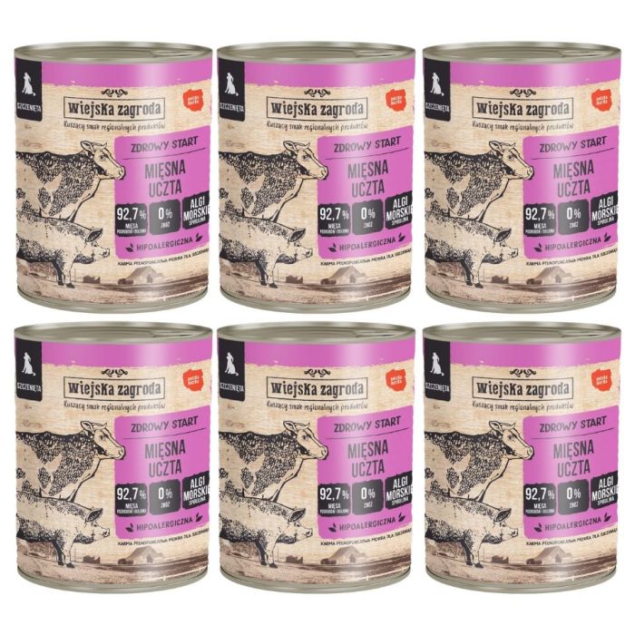 WIEJSKA ZAGRODA Mięsna uczta mokra karma dla szczeniąt 6x800 g