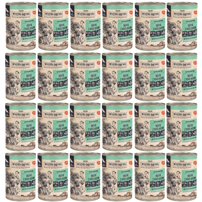 WIEJSKA ZAGRODA Indyk z królikiem mokra karma dla psów 24x400 g