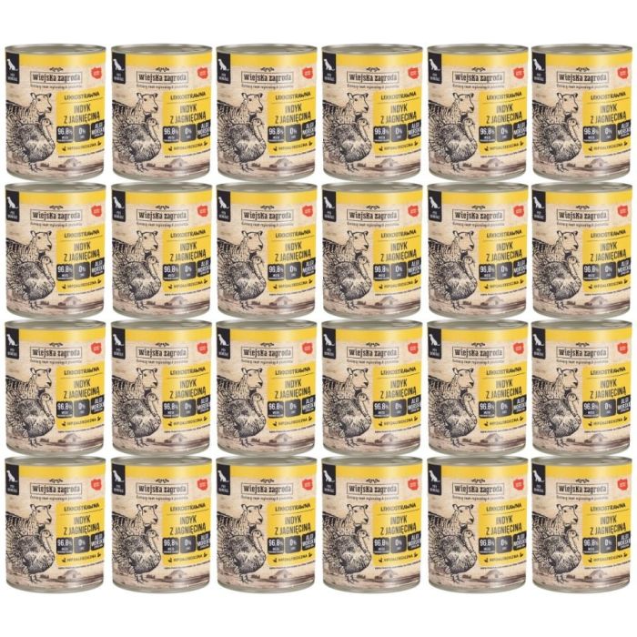 WIEJSKA ZAGRODA Indyk z jagnięciną 24x800 g bezzbożowa mokra karma dla psa