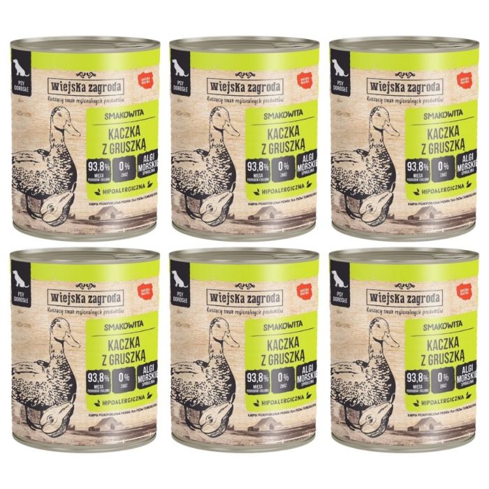 WIEJSKA ZAGRODA Kaczka z gruszką mokra karma dla psów 6x800 g