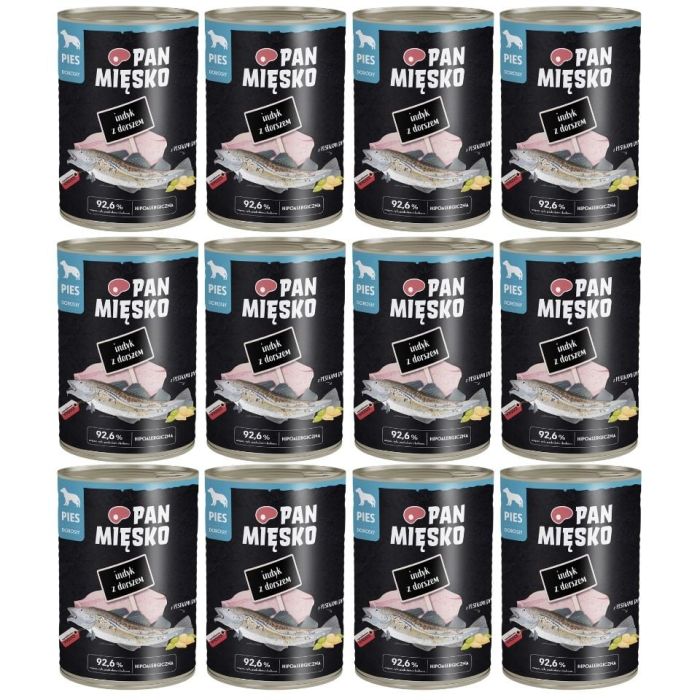 PAN MIĘSKO Indyk z dorszem mokra karma dla psów 12x400 g